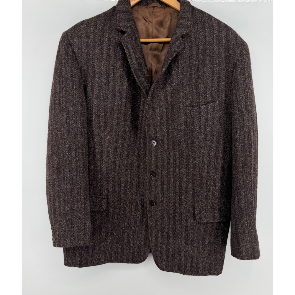 Harris Tweed Sports Jacket Mens Brown Mix Heavy Wool Country Hacking Blazer READ